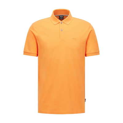 Hugo Boss Organic-cotton Polo Shirt With Embroidered Logo In Orange |  ModeSens