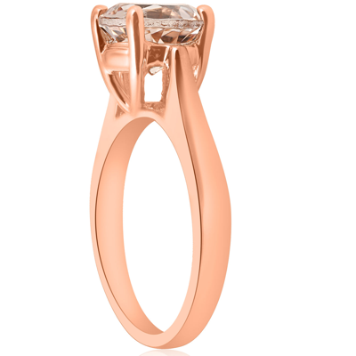 Pompeii3 8mm Round 1 3/4ct Genuine Morgranite 14k Rose Gold Solitaire Engagement Ring In Pink