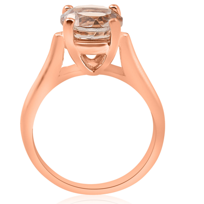 Pompeii3 8mm Round 1 3/4ct Genuine Morgranite 14k Rose Gold Solitaire Engagement Ring In Pink