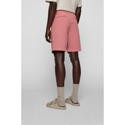 Shop Hugo Boss - Slim Fit Shorts In Paper Touch Stretch Cotton In Pink