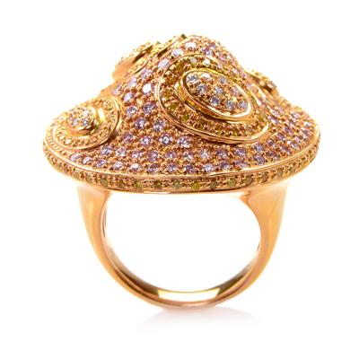 Non Branded 18k Rose Gold White And Yellow Diamond Ring Crr8978