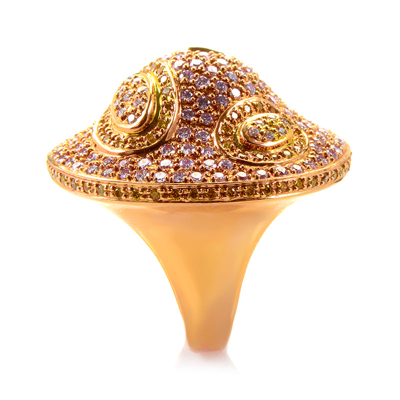 Non Branded 18k Rose Gold White And Yellow Diamond Ring Crr8978