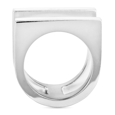 Shop Georg Jensen Aria Silver Flat Two Band Ring In White