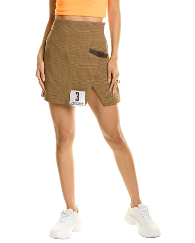 Shop Off-white Checkered Wool-blend Mini Skirt In Brown