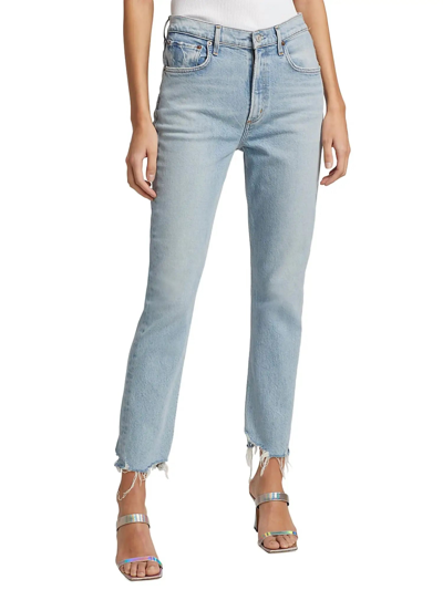 Shop Agolde Merrel High-rise Slim-straight Jeans In Astray In Multi