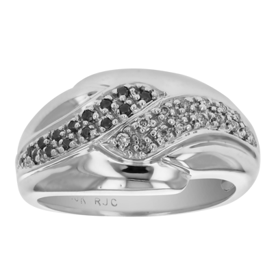 Vir Jewels 0.18 Cttw Black And White Diamond Wedding Band Ring 10k White Gold Swirl