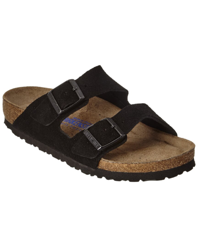 Shop Birkenstock Women's Arizona Soft Footbed Suede Leather Sandal In Black