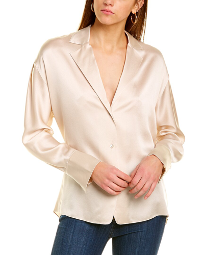 Shop Vince Tie Back Silk Pajama Blouse In White