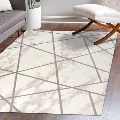 Shop Jonathan Y Patras Modern Geometric Marbled Ivory/gray Area Rug In White