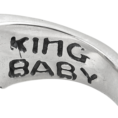 King Baby Silver And Blue Topaz Floral Pattern Ring In Multi