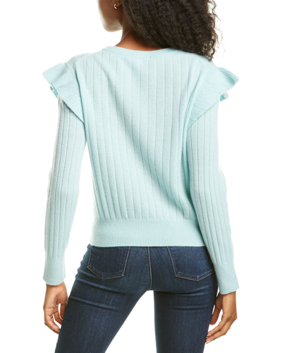 Shop White + Warren Flutter Sleeve Cashmere Sweater In Green