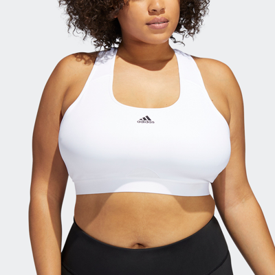 Shop Adidas Originals Women's Adidas  Powerreact Training Medium-support Bra (plus Size) In White
