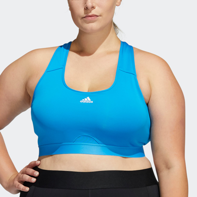 Shop Adidas Originals Women's Adidas  Powerreact Training Medium-support Bra (plus Size) In Blue