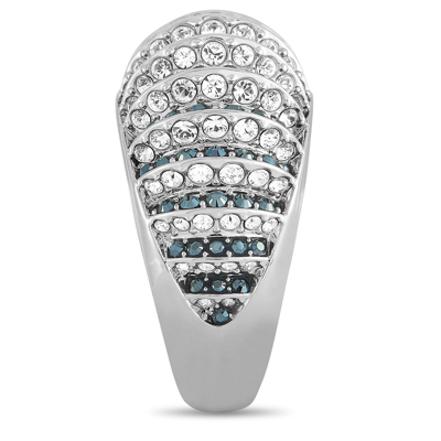 Swarovski Luxury Rhodium-plated Stainless Steel Black And Clear  Crystals Ring In Multi