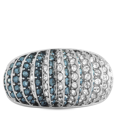 Swarovski Luxury Rhodium-plated Stainless Steel Black And Clear  Crystals Ring In Multi