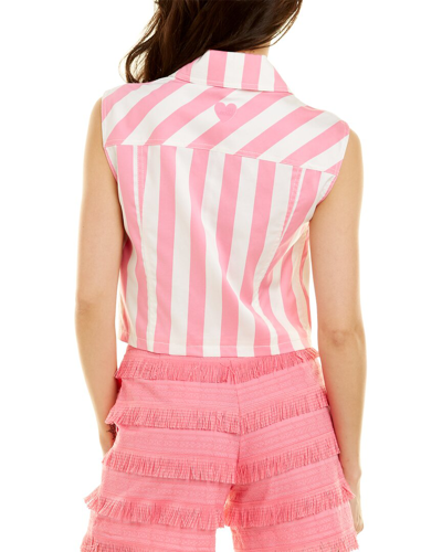 Shop Love Moschino Striped Vest In Pink