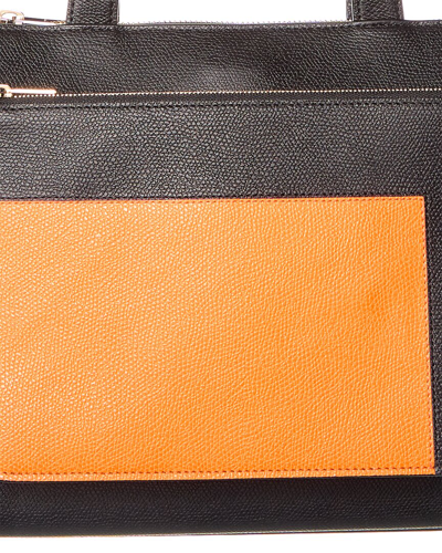 Shop Valextra Passepartout Medium Leather Tote In Orange