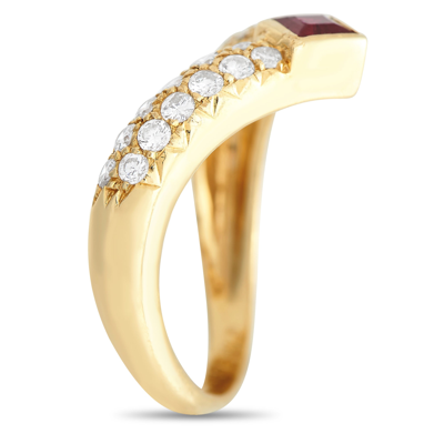 Shop Van Cleef & Arpels 18k Yellow Gold 0.50 Ct Diamond And Ruby Ring