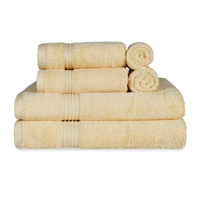 Shop Superior Egyptian Cotton 600 Gsm, 6-piece Towel Set, 2 Bath 2 Hand, 2 Face In Yellow