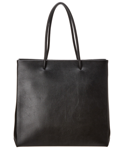 Shop Moschino Logo Leather Tote In Black