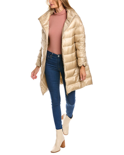 Shop Herno Down Feather Mid-length Coat In Gold