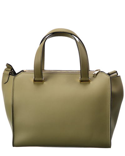 Shop Valextra Passepartout Medium Leather Tote In Green