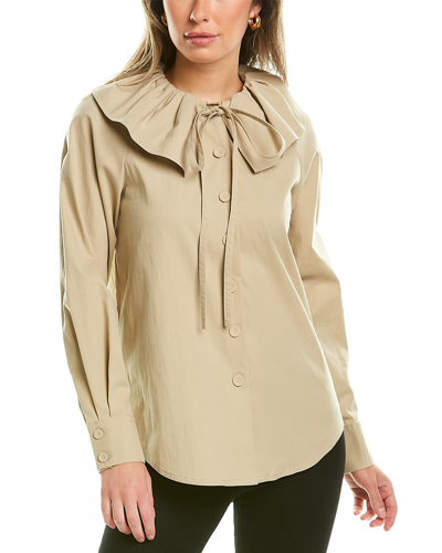 Shop Rebecca Taylor Collared Blouse In Beige