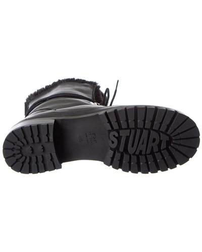 Stuart Weitzman Luge Leather Bootie In Black