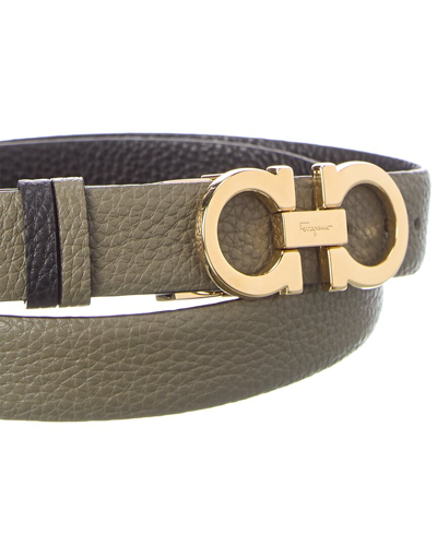 Shop Ferragamo Salvatore  Gancini Reversible & Adjustable Leather Belt In Green