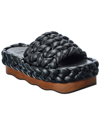 Shop Chloé Chloe Woody Braided Leather Sandal In Black