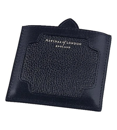 Shop Aspinal Of London Marylebone Pebble Leather Compact Mirror In Navy