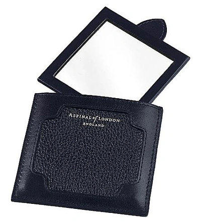 Shop Aspinal Of London Marylebone Pebble Leather Compact Mirror In Navy