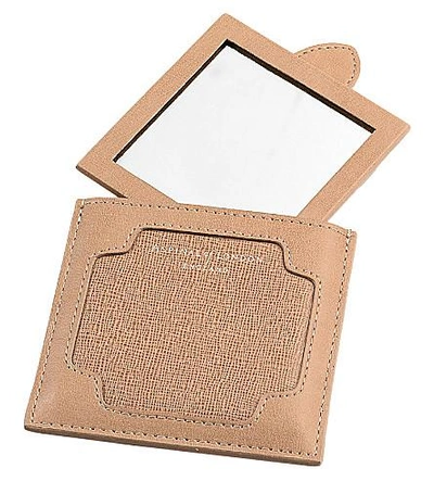 Shop Aspinal Of London Marylebone Leather Compact Mirror In Deer