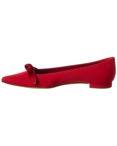 Shop Manolo Blahnik Papiro Silk Flat In Red