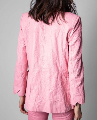 Shop Zadig & Voltaire Visko Cuir Froisse Jacket In Flamant In Pink