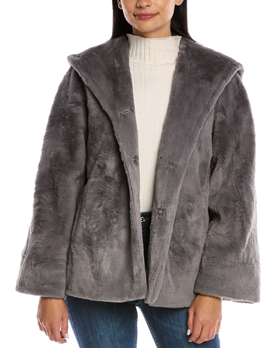 Shop Cinzia Rocca Icons Fuzzy Jacket In Grey