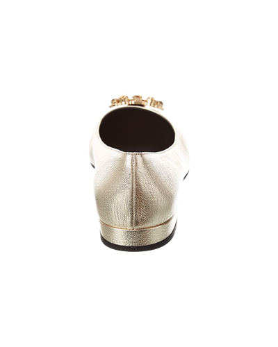 Ferragamo Hailey Leather Flat In Gold