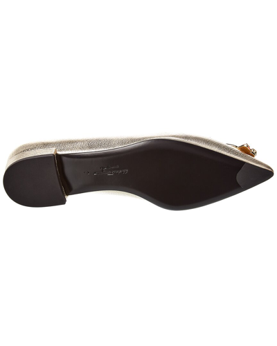 Shop Ferragamo Salvatore  Hailey Leather Flat In Gold