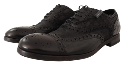 Shop Dolce & Gabbana Leather Brogue Wing Tip Men Formal Men's Shoes In Black