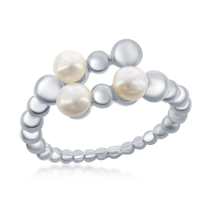 Simona Sterling Silver Fwp And Beaded Open  Ring