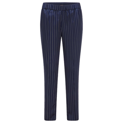 Shop Hugo Boss - Relaxed Fit Trousers In Pinstripe Fabric With Cropped Length In Grey