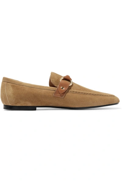 Shop Isabel Marant Farlow Leather-trimmed Suede Loafers