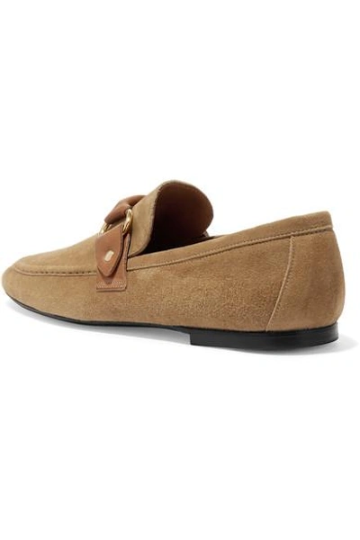 Shop Isabel Marant Farlow Leather-trimmed Suede Loafers
