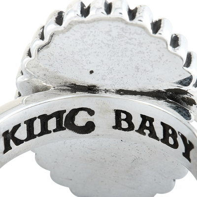 Shop King Baby Small Starburst Concho Silver And Spotted Turquoise Ring In White
