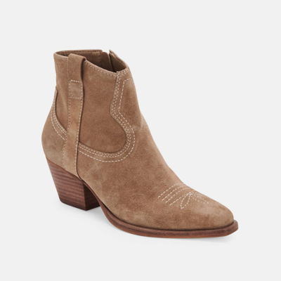Shop Dolce Vita Silma Booties In Truffle Suede In Brown