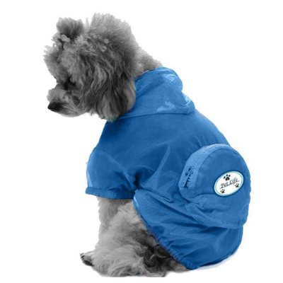 Shop Pet Life 'thunder Paw' Ultimate Waterproof Collapsible Multi-adjustable Travel Dog Raincoat In Blue