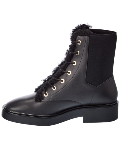 Shop Stuart Weitzman Henley Chill Leather Combat Boot In Black