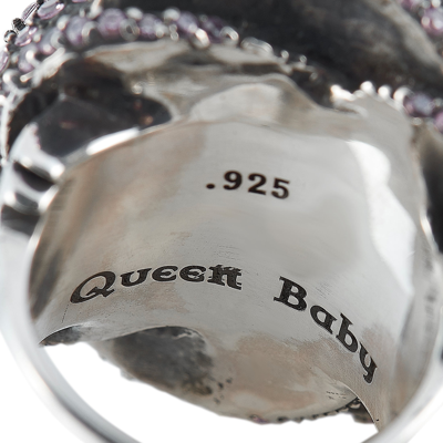 King Baby Silver And Pink Cubic Zirconia Rose Ring In Multi