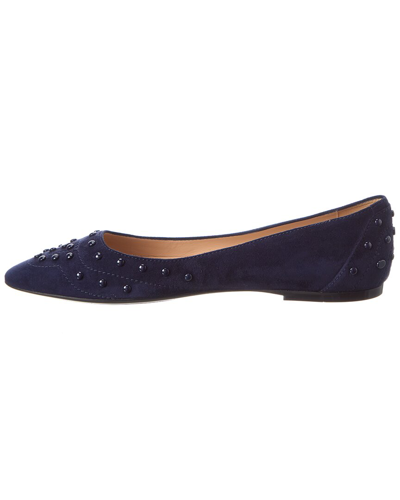 Shop Tod's Tods Studded Suede Ballet Flat In Blue
