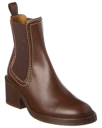 Shop Chloé Chloe Mallo Leather Bootie In Brown